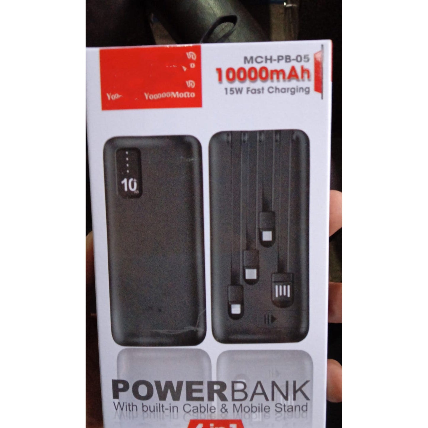 10000mAh 12W Fast Charging Power Bank with 4-in-1 USB & Mobile Holder (1 Pc)