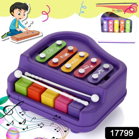2 in 1 Baby Piano Xylophone Toy for Toddlers, 5 Multicolored Key Keyboard Xylophone Piano, Preschool Educational Musical Learning Instruments Toy for Baby Kids Girls Boys 3+ Years (1 Pc)