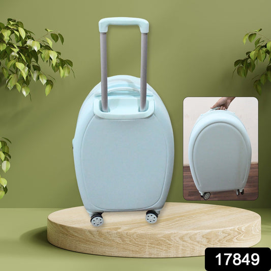 17849 Suitcase For Kids, Girls Green Small Cabin Hard Cover Holiday Carry On Trolley with Extendable Handle, Children's Luggage, Trolley Rolling Luggage for Toddlers Men Woman (Mix Color)