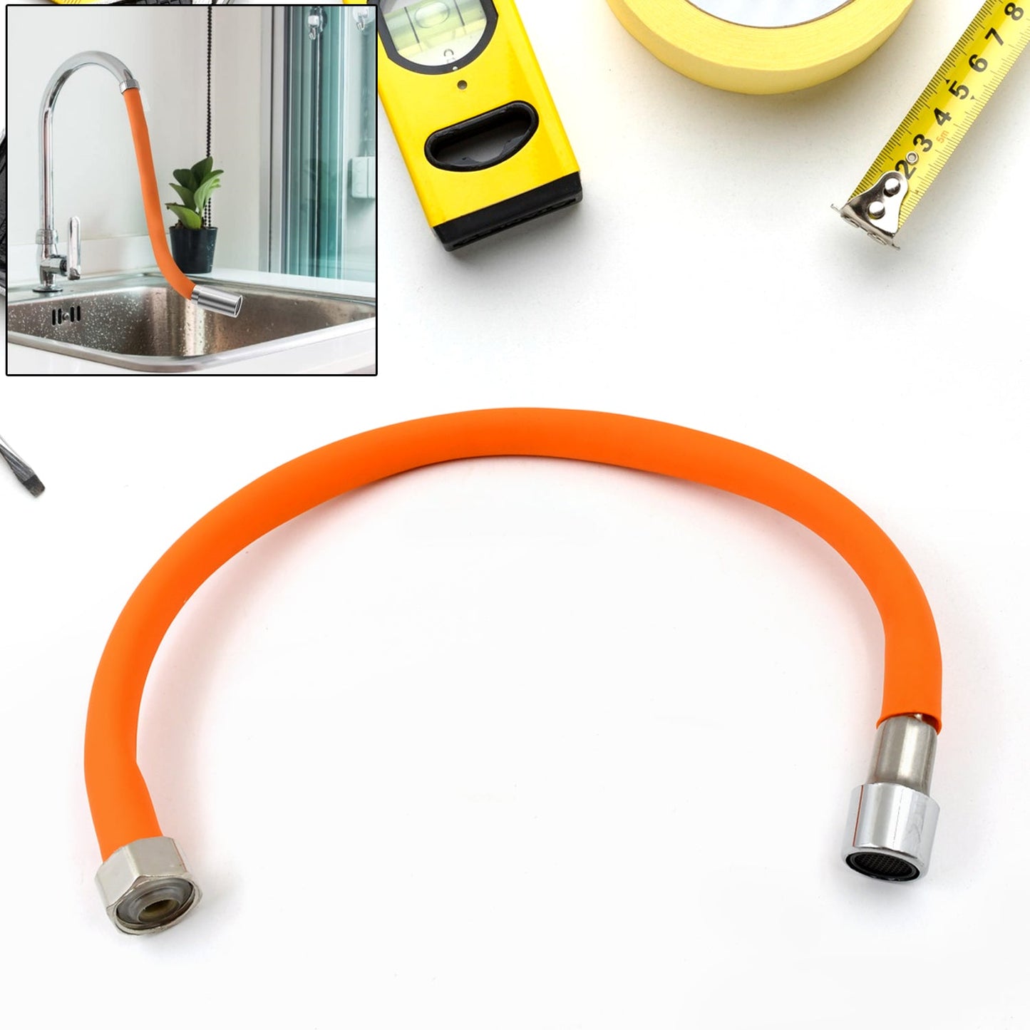 Flexible Water Tap Extender - 360° Adjustable Foaming Extension Tube Connector (46cm)