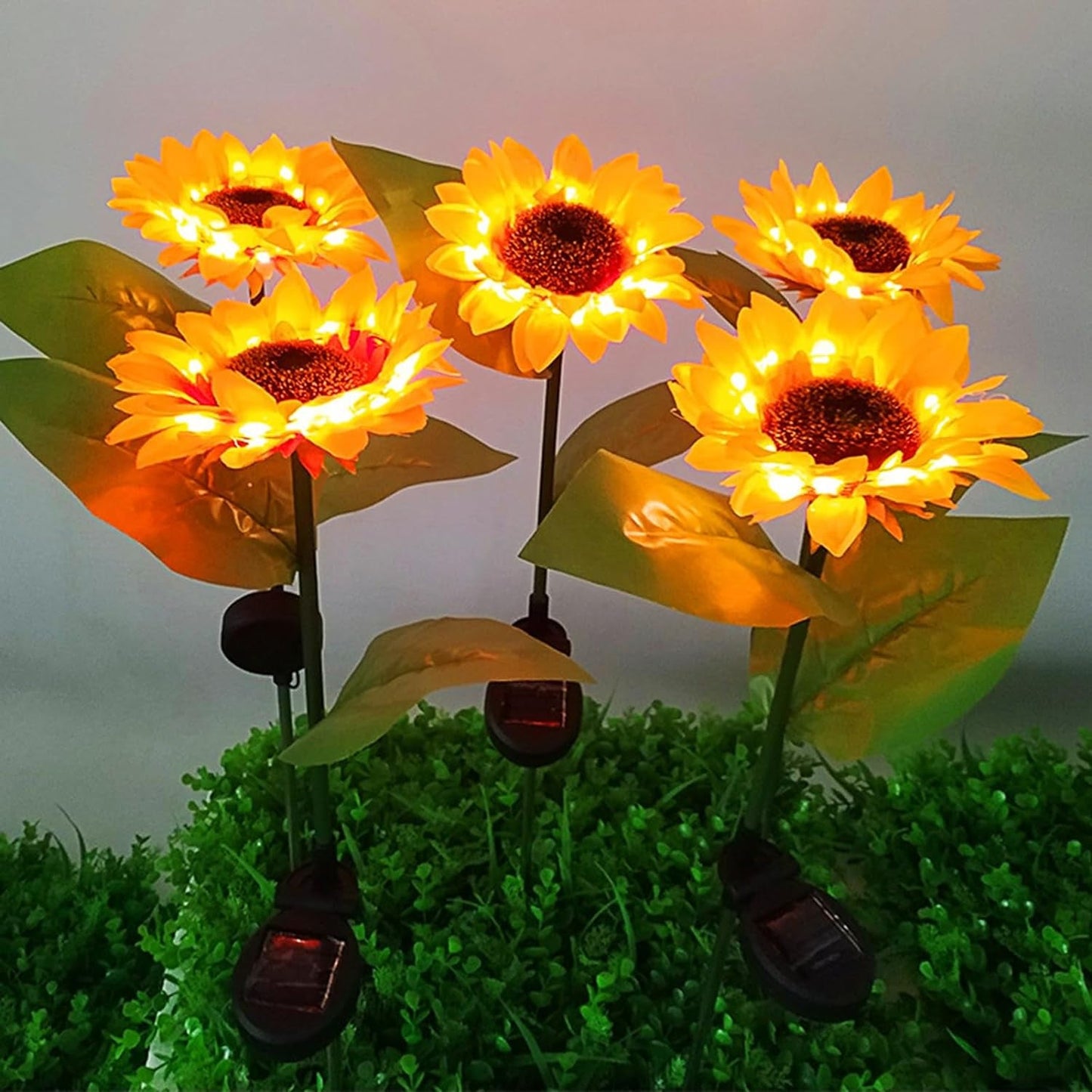 2 Pc Outdoor Solar Sunflower Lights – Waterproof Garden Landscape Stake Light