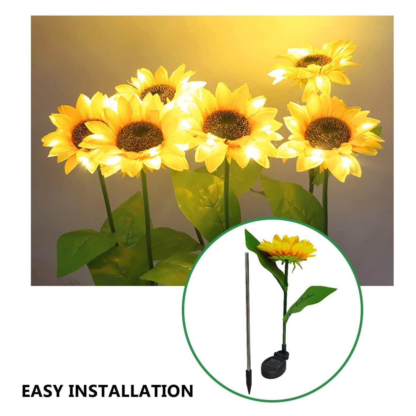 2 Pc Outdoor Solar Sunflower Lights – Waterproof Garden Landscape Stake Light