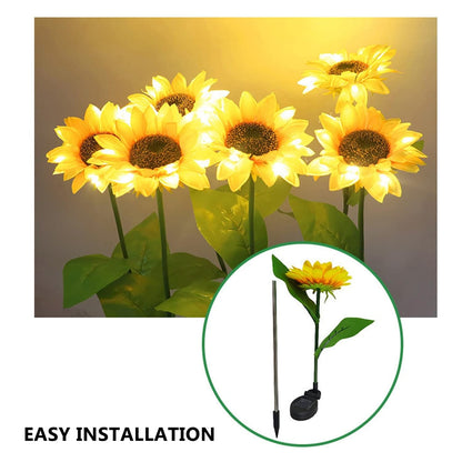 2 Pc Outdoor Solar Sunflower Lights – Waterproof Garden Landscape Stake Light