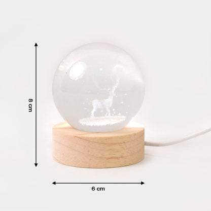 Crystal Ball Night Light Glass Ball Night Lamp with Wood Base