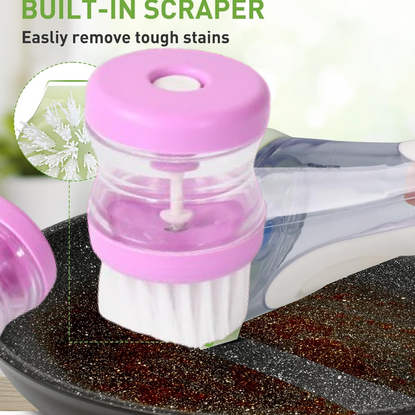 Plastic Wash Basin Brush Cleaner with Liquid Soap Dispenser (Multicolour)