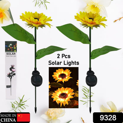 2 Pc Outdoor Solar Sunflower Lights – Waterproof Garden Landscape Stake Light