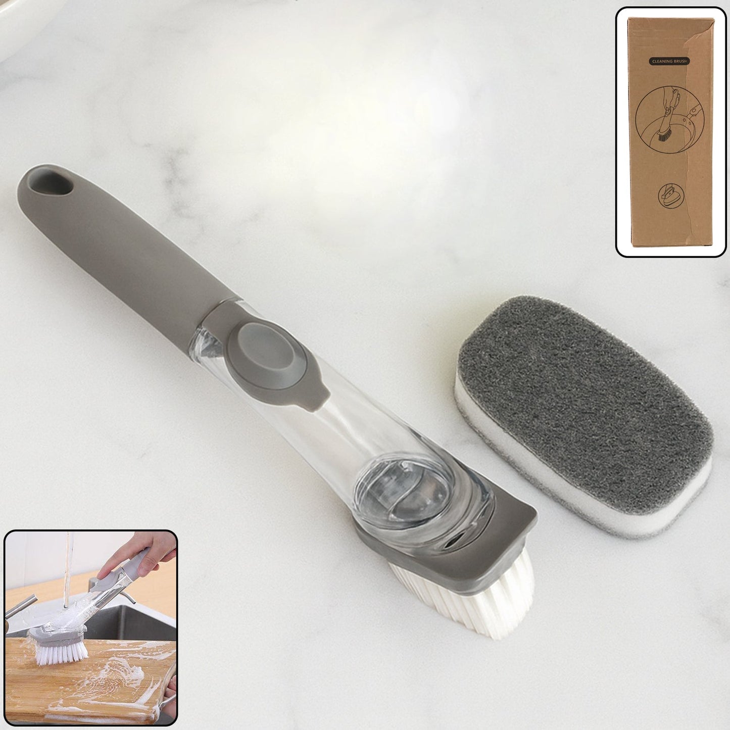 2 in 1 Soap-Dispensing Dish Brush - (Set)